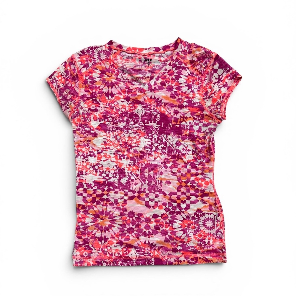 Title Nine Matahari  Size XS   T-Shirt Pink‎ Purple Geometric Print TN-430905